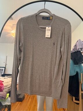 NWT Polo by Ralph Lauren Womens Long-Sleeve Crewneck Shirt - Gray